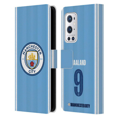 Manchester City Man City FC 2023/24 Players Home Kit Erling Haaland Leather Book Wallet Case Cover For OnePlus 9 Pro