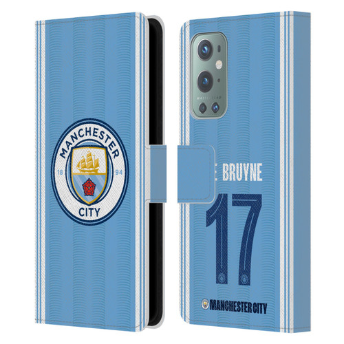 Manchester City Man City FC 2023/24 Players Home Kit Kevin De Bruyne Leather Book Wallet Case Cover For OnePlus 9