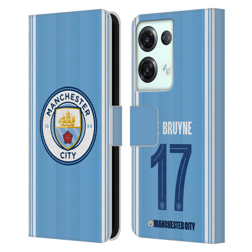 Manchester City Man City FC 2023/24 Players Home Kit Kevin De Bruyne Leather Book Wallet Case Cover For OPPO Reno8 Pro