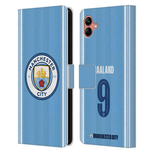 Manchester City Man City FC 2023/24 Players Home Kit Erling Haaland Leather Book Wallet Case Cover For Samsung Galaxy A04 (2022)