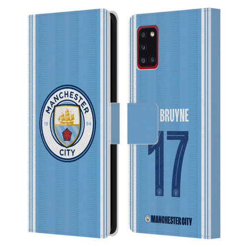 Manchester City Man City FC 2023/24 Players Home Kit Kevin De Bruyne Leather Book Wallet Case Cover For Samsung Galaxy A31 (2020)