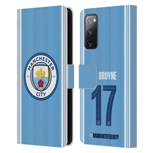 Manchester City Man City FC 2023/24 Players Home Kit Kevin De Bruyne Leather Book Wallet Case Cover For Samsung Galaxy S20 FE / 5G