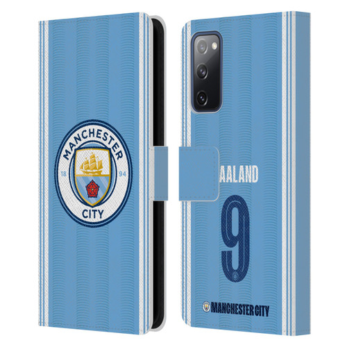 Manchester City Man City FC 2023/24 Players Home Kit Erling Haaland Leather Book Wallet Case Cover For Samsung Galaxy S20 FE / 5G