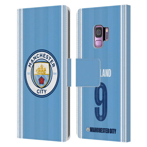 Manchester City Man City FC 2023/24 Players Home Kit Erling Haaland Leather Book Wallet Case Cover For Samsung Galaxy S9