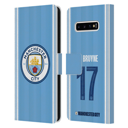 Manchester City Man City FC 2023/24 Players Home Kit Kevin De Bruyne Leather Book Wallet Case Cover For Samsung Galaxy S10+ / S10 Plus