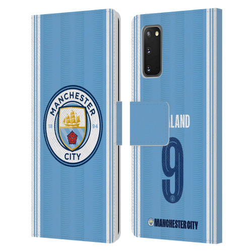 Manchester City Man City FC 2023/24 Players Home Kit Erling Haaland Leather Book Wallet Case Cover For Samsung Galaxy S20 / S20 5G