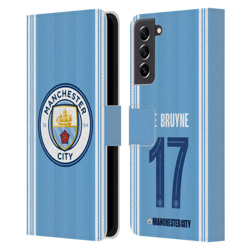 Manchester City Man City FC 2023/24 Players Home Kit Kevin De Bruyne Leather Book Wallet Case Cover For Samsung Galaxy S21 FE 5G