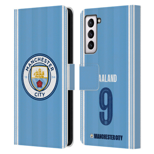 Manchester City Man City FC 2023/24 Players Home Kit Erling Haaland Leather Book Wallet Case Cover For Samsung Galaxy S21 5G