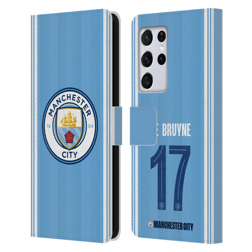 Manchester City Man City FC 2023/24 Players Home Kit Kevin De Bruyne Leather Book Wallet Case Cover For Samsung Galaxy S21 Ultra 5G