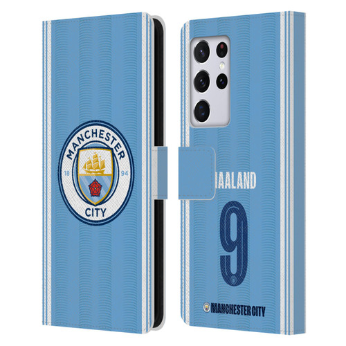 Manchester City Man City FC 2023/24 Players Home Kit Erling Haaland Leather Book Wallet Case Cover For Samsung Galaxy S21 Ultra 5G