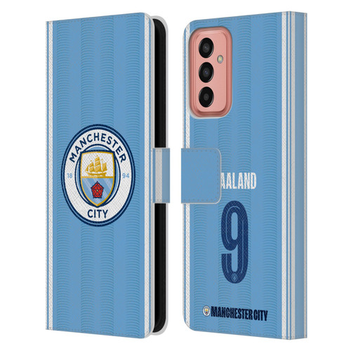 Manchester City Man City FC 2023/24 Players Home Kit Erling Haaland Leather Book Wallet Case Cover For Samsung Galaxy M13 (2022)