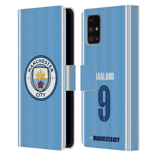 Manchester City Man City FC 2023/24 Players Home Kit Erling Haaland Leather Book Wallet Case Cover For Samsung Galaxy M31s (2020)