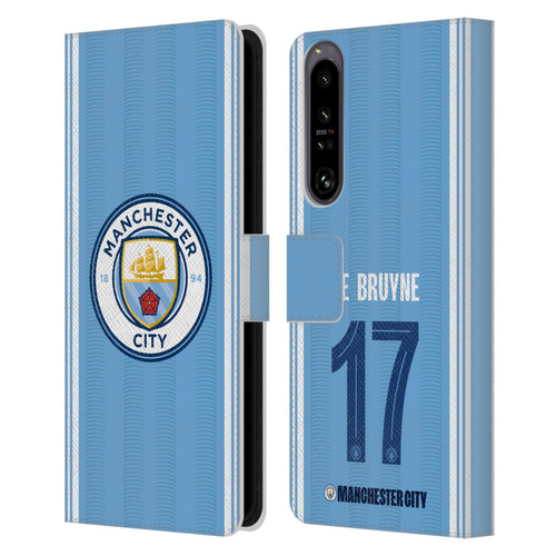 Manchester City Man City FC 2023/24 Players Home Kit Kevin De Bruyne Leather Book Wallet Case Cover For Sony Xperia 1 IV