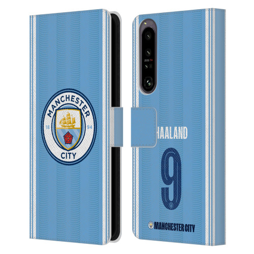 Manchester City Man City FC 2023/24 Players Home Kit Erling Haaland Leather Book Wallet Case Cover For Sony Xperia 1 IV