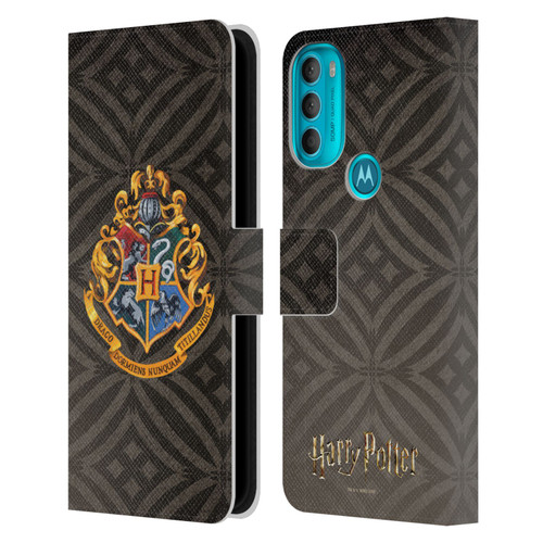 Harry Potter Prisoner Of Azkaban I Hogwarts Crest Leather Book Wallet Case Cover For Motorola Moto G71 5G