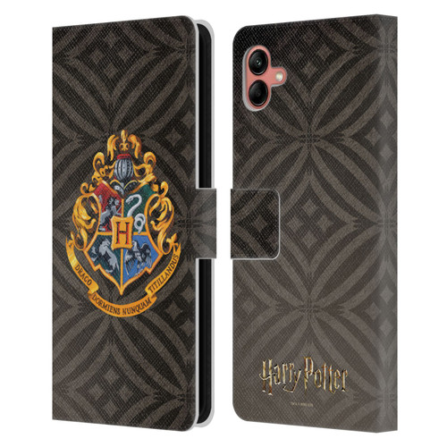 Harry Potter Prisoner Of Azkaban I Hogwarts Crest Leather Book Wallet Case Cover For Samsung Galaxy A04 (2022)