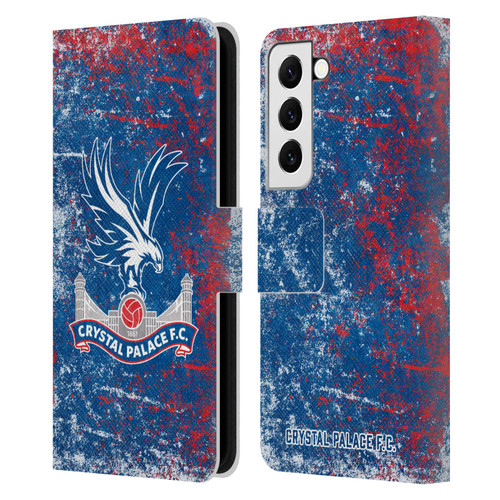 Crystal Palace FC Crest Distressed Leather Book Wallet Case Cover For Samsung Galaxy S22 5G
