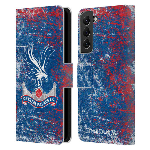 Crystal Palace FC Crest Distressed Leather Book Wallet Case Cover For Samsung Galaxy S22+ 5G
