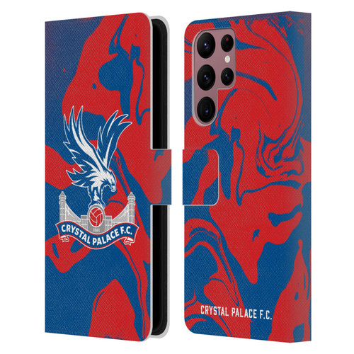 Crystal Palace FC Crest Red And Blue Marble Leather Book Wallet Case Cover For Samsung Galaxy S22 Ultra 5G