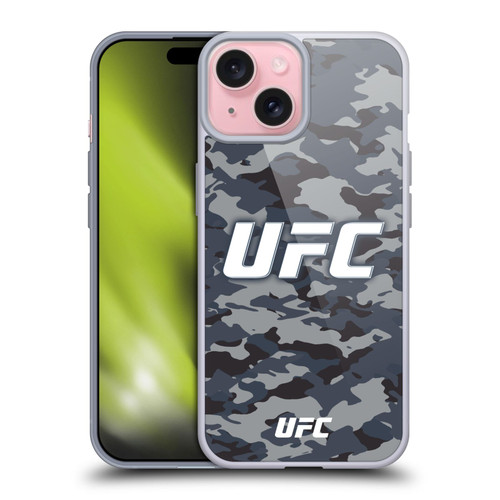UFC Logo Camouflage Soft Gel Case for Apple iPhone 15