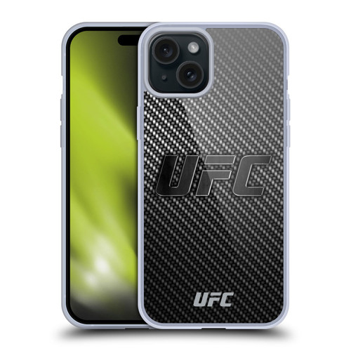 UFC Logo Carbon Fiber Soft Gel Case for Apple iPhone 15 Plus