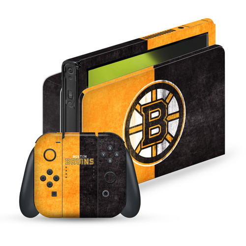 NHL Boston Bruins Half Distressed Vinyl Sticker Skin Decal Cover for Nintendo Switch OLED