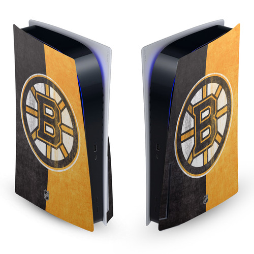 NHL Boston Bruins Half Distressed Vinyl Sticker Skin Decal Cover for Sony PS5 Disc Edition Console