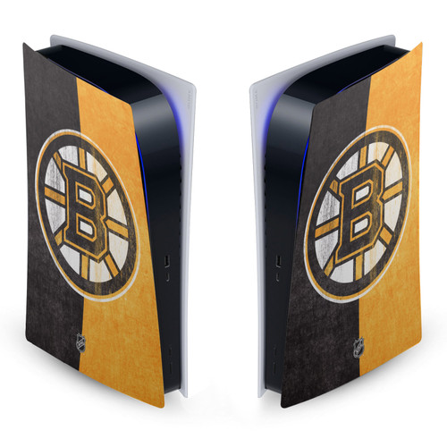 NHL Boston Bruins Half Distressed Vinyl Sticker Skin Decal Cover for Sony PS5 Digital Edition Console