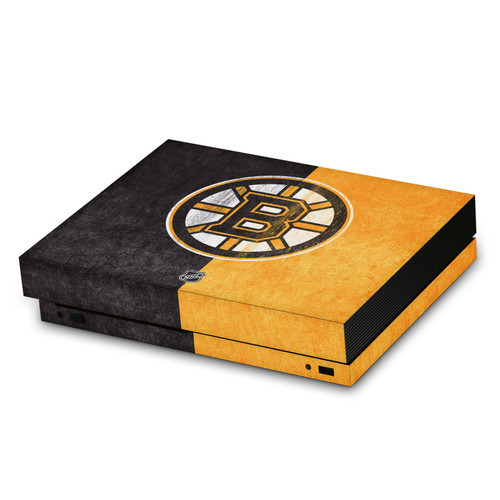 NHL Boston Bruins Half Distressed Vinyl Sticker Skin Decal Cover for Microsoft Xbox One X Console