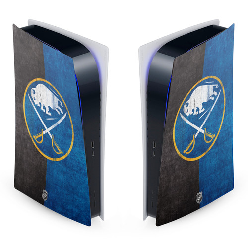 NHL Buffalo Sabres Half Distressed Vinyl Sticker Skin Decal Cover for Sony PS5 Digital Edition Console