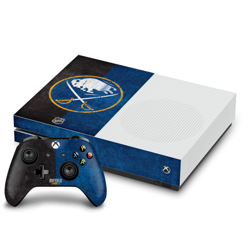 NHL Buffalo Sabres Half Distressed Vinyl Sticker Skin Decal Cover for Microsoft One S Console & Controller