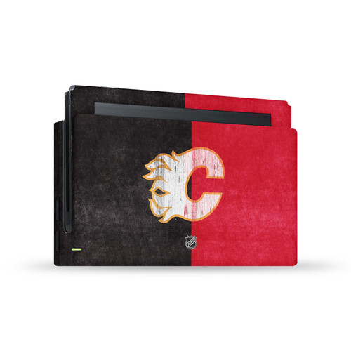 NHL Calgary Flames Half Distressed Vinyl Sticker Skin Decal Cover for Nintendo Switch Console & Dock