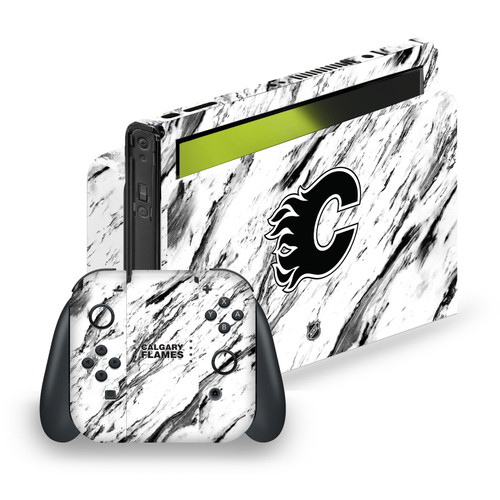NHL Calgary Flames Marble Vinyl Sticker Skin Decal Cover for Nintendo Switch OLED Bundle