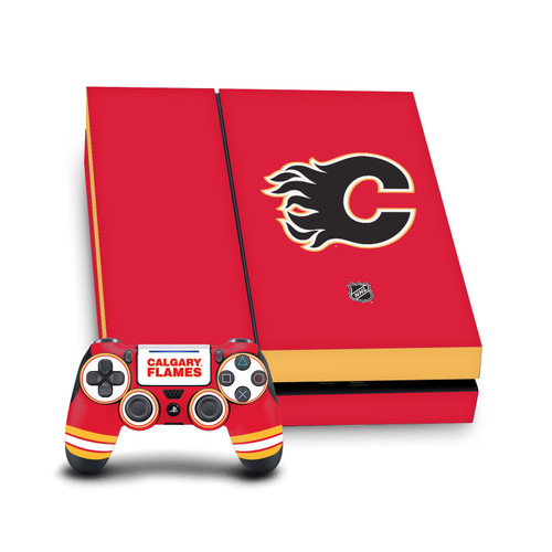 NHL Calgary Flames Plain Vinyl Sticker Skin Decal Cover for Sony PS4 Console & Controller
