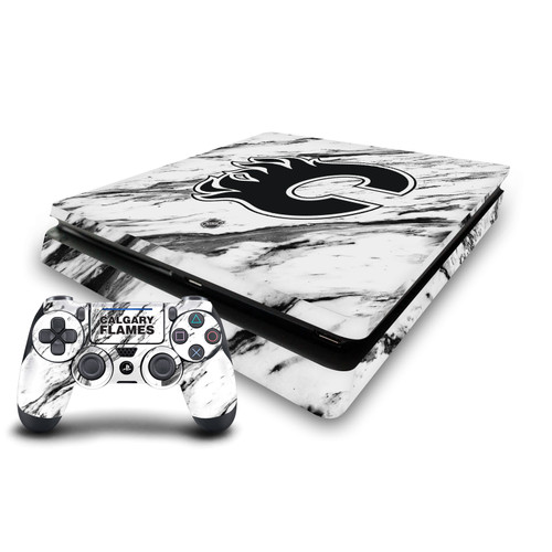 NHL Calgary Flames Marble Vinyl Sticker Skin Decal Cover for Sony PS4 Slim Console & Controller