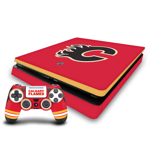 NHL Calgary Flames Plain Vinyl Sticker Skin Decal Cover for Sony PS4 Slim Console & Controller
