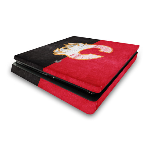 NHL Calgary Flames Half Distressed Vinyl Sticker Skin Decal Cover for Sony PS4 Slim Console