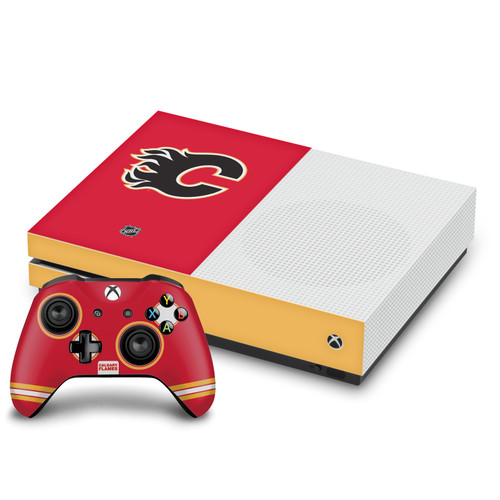 NHL Calgary Flames Plain Vinyl Sticker Skin Decal Cover for Microsoft One S Console & Controller
