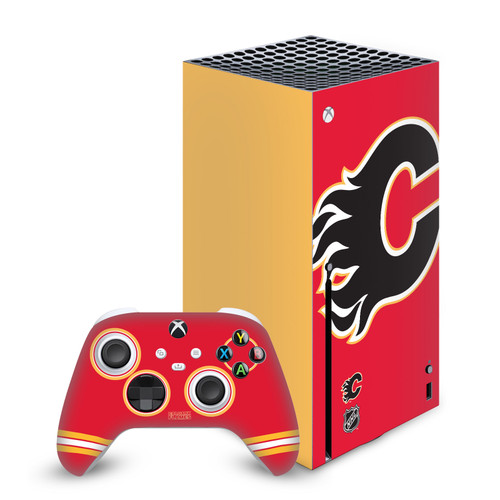 NHL Calgary Flames Oversized Vinyl Sticker Skin Decal Cover for Microsoft Series X Console & Controller