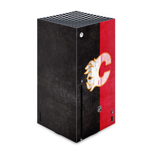 NHL Calgary Flames Half Distressed Vinyl Sticker Skin Decal Cover for Microsoft Xbox Series X