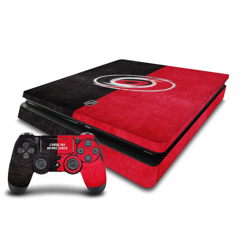 NHL Carolina Hurricanes Half Distressed Vinyl Sticker Skin Decal Cover for Sony PS4 Slim Console & Controller