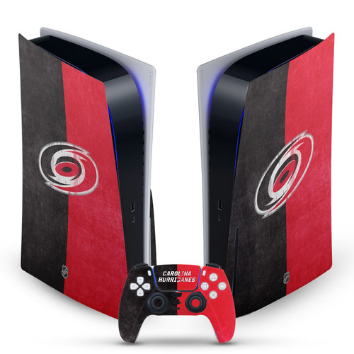 NHL Carolina Hurricanes Half Distressed Vinyl Sticker Skin Decal Cover for Sony PS5 Disc Edition Bundle