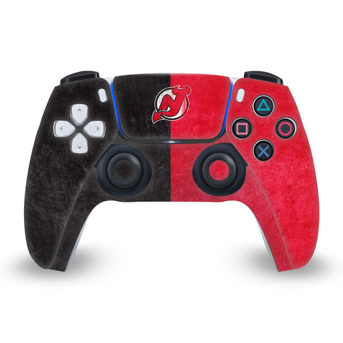 NHL New Jersey Devils Half Distressed Vinyl Sticker Skin Decal Cover for Sony PS5 Sony DualSense Controller