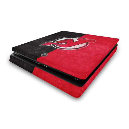 NHL New Jersey Devils Half Distressed Vinyl Sticker Skin Decal Cover for Sony PS4 Slim Console