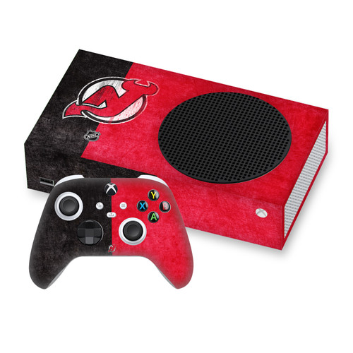 NHL New Jersey Devils Half Distressed Vinyl Sticker Skin Decal Cover for Microsoft Series S Console & Controller