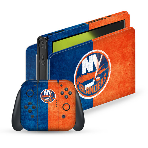 NHL New York Islanders Half Distressed Vinyl Sticker Skin Decal Cover for Nintendo Switch OLED