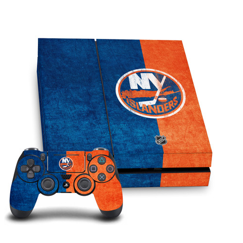 NHL New York Islanders Half Distressed Vinyl Sticker Skin Decal Cover for Sony PS4 Console & Controller