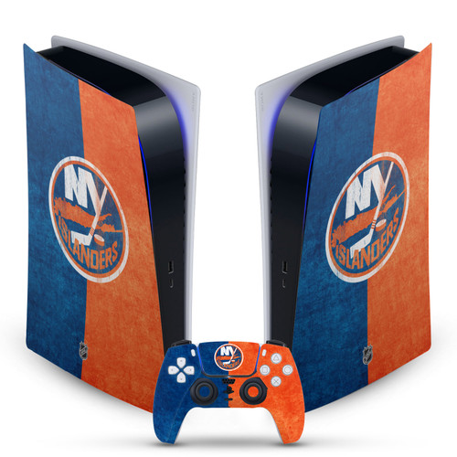 NHL New York Islanders Half Distressed Vinyl Sticker Skin Decal Cover for Sony PS5 Digital Edition Bundle