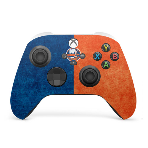 NHL New York Islanders Half Distressed Vinyl Sticker Skin Decal Cover for Microsoft Xbox Series X / Series S Controller