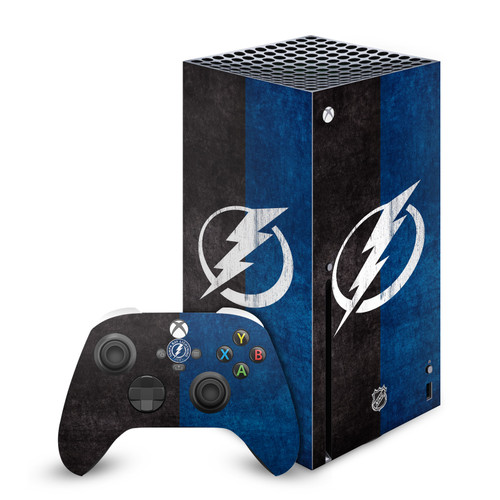 NHL Tampa Bay Lightning Half Distressed Vinyl Sticker Skin Decal Cover for Microsoft Series X Console & Controller